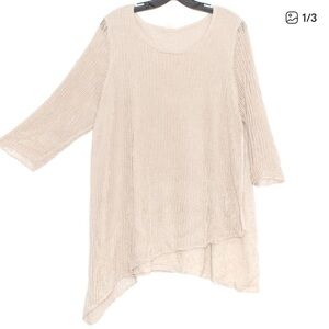 Eileen Fisher Womens Sweater Organic LINEN Lagenlook Layered Tan XL LP